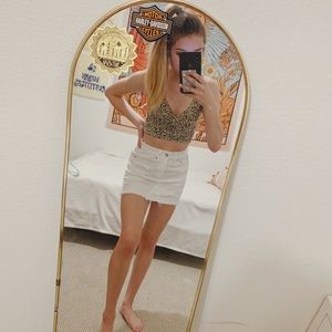 White Ripped Jean Skirt